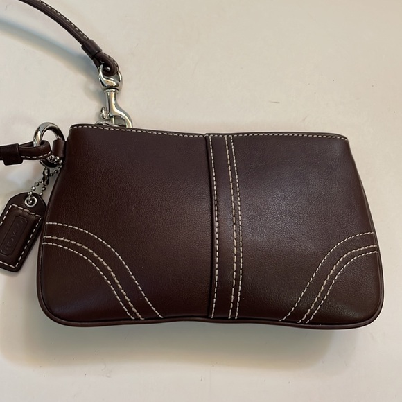 Coach Brown Leather Wristlet - Picture 1 of 7